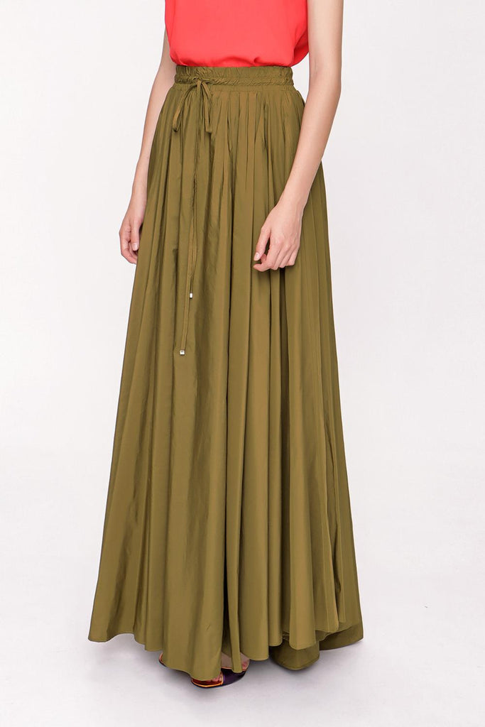 Pistachio Green Pleated maxi skirt 81206