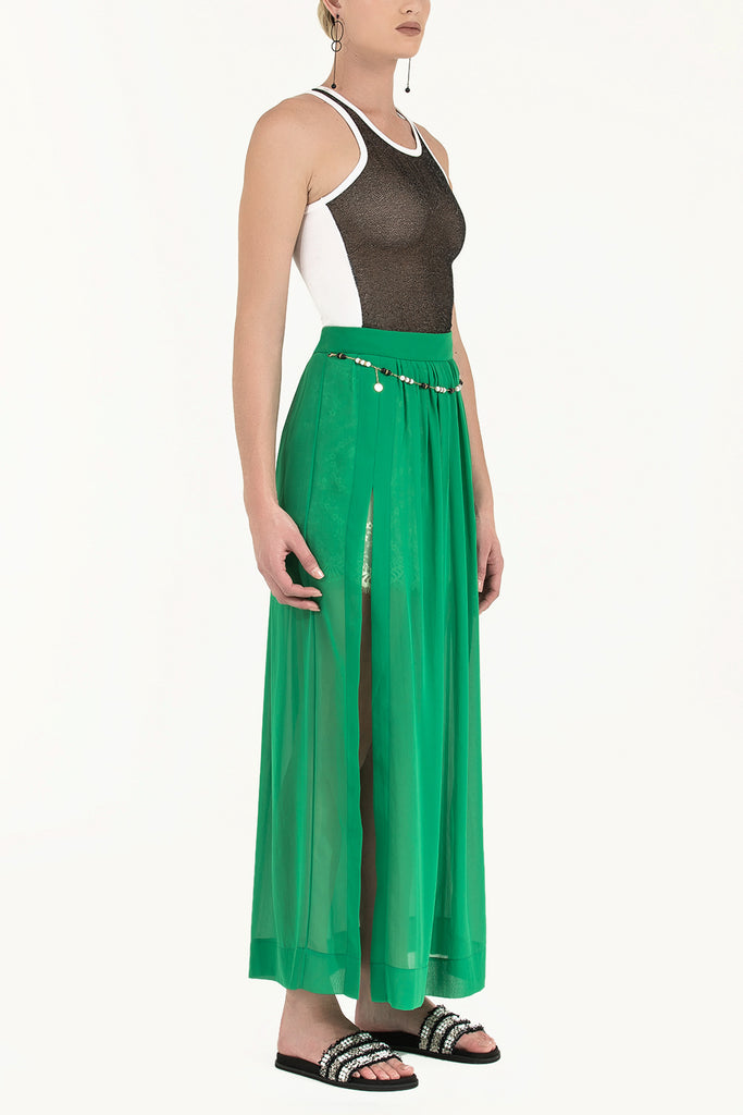 Green Accessorized chiffon skirt 80495