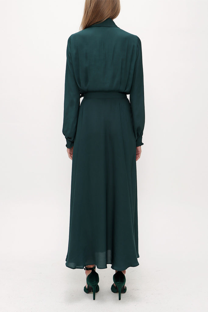 Dark Green Wrap-over maxi dress 93213