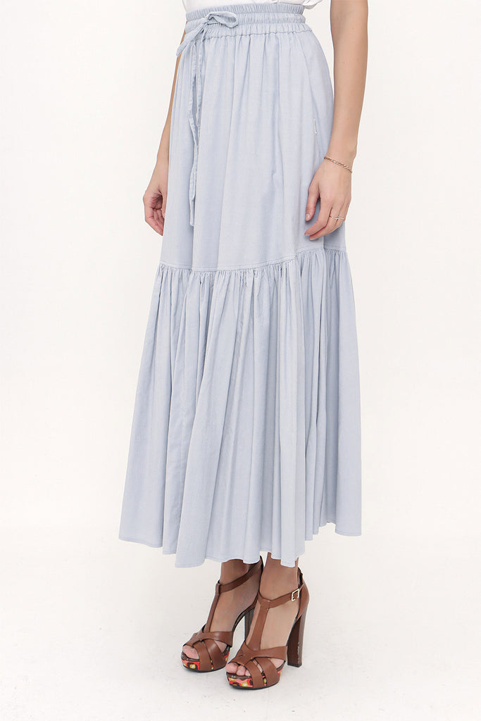 Light Blue Elastic waist pleated skirt 81176