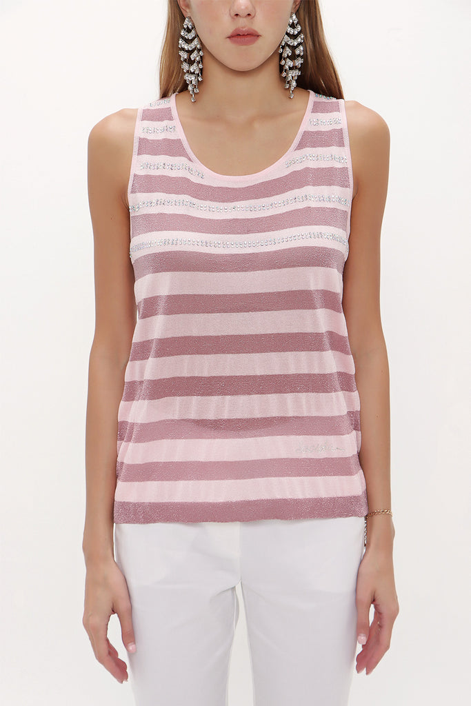 Pink Gem  sleeveless tricot  blouse  28484