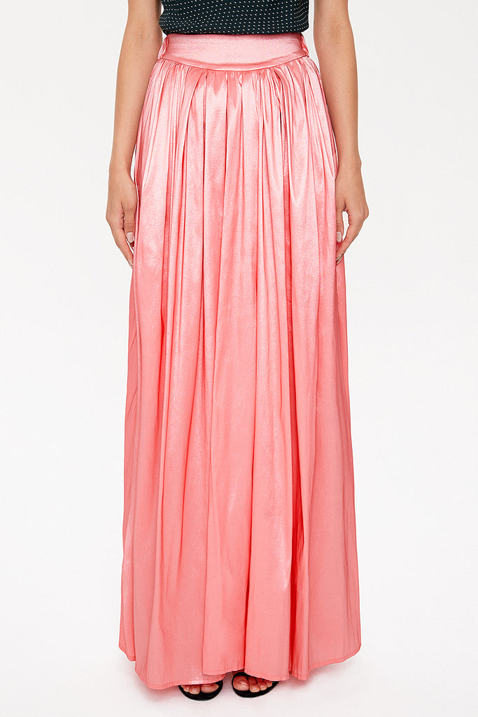 Pink Elastic and Pleated maxi skirt 81072