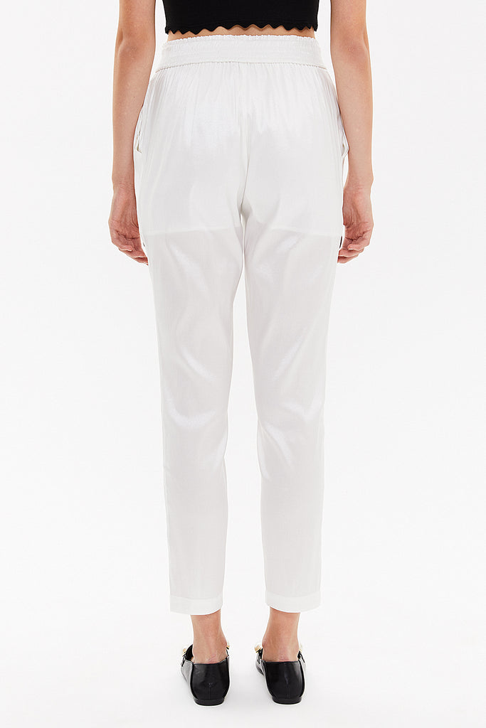 White Elastic waist pants 41356