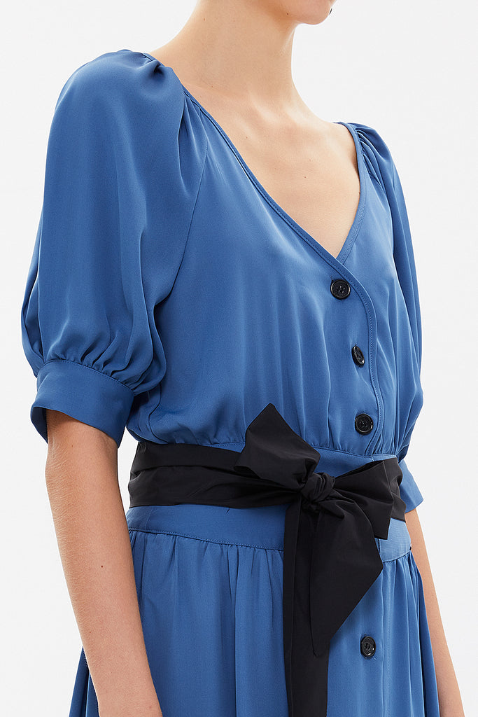 Blue V-neck maxi dress 92761