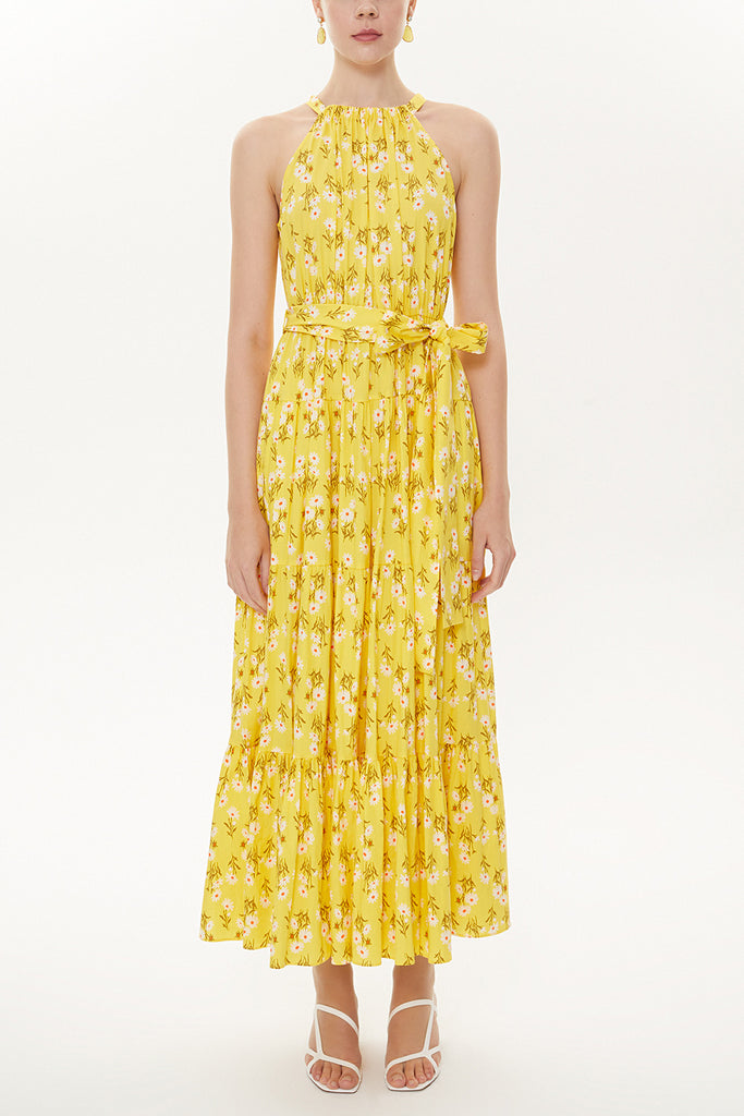 Yellow Strappy sleeveless wide cut dress  93470