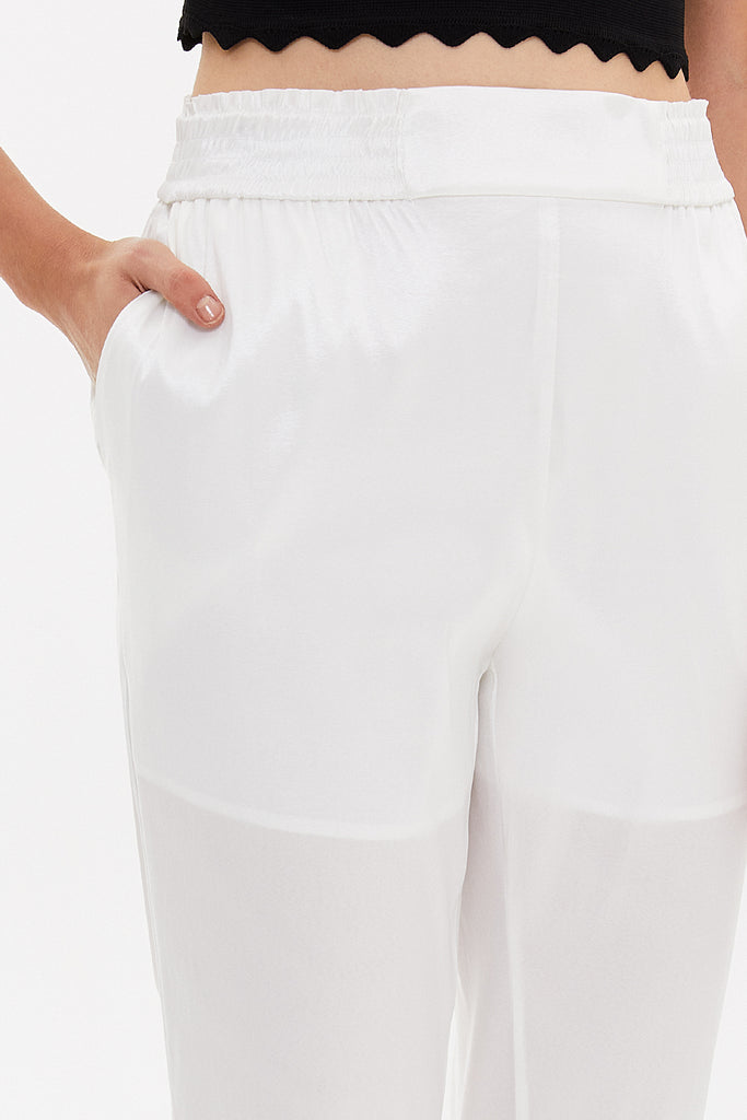 White Elastic waist pants 41356