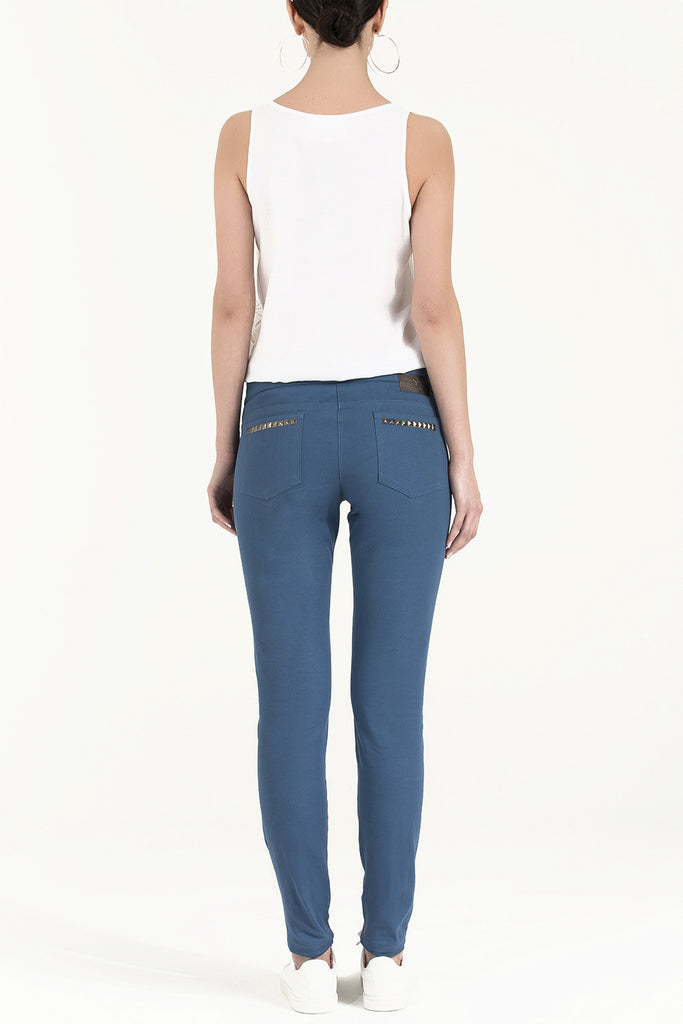 Blue Metal detail  pocket pants 41242