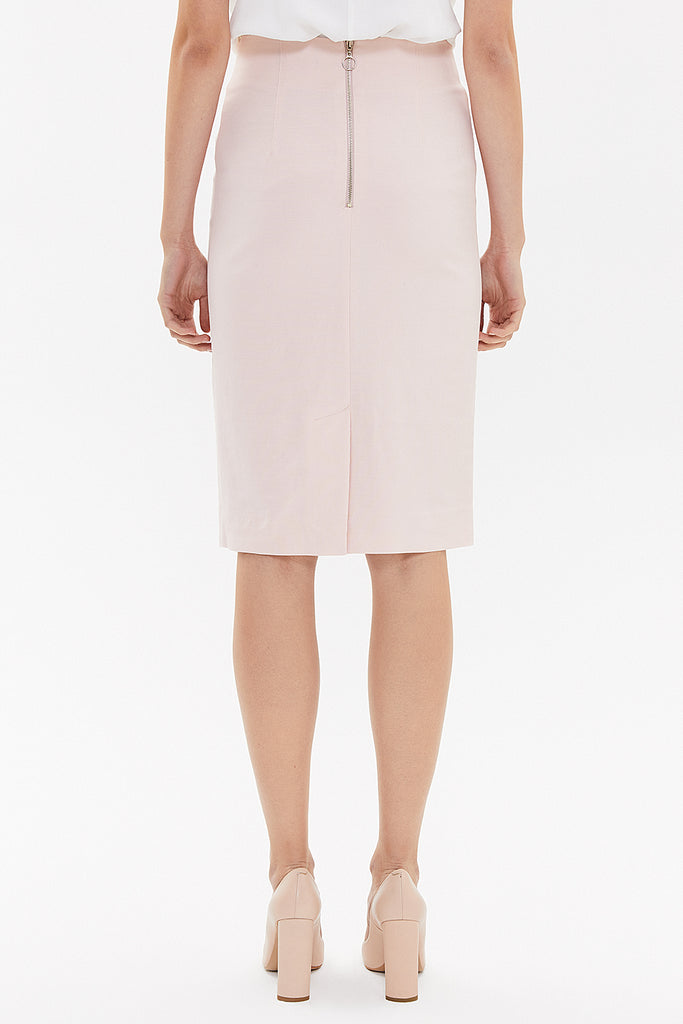 Pink Mid-calf straight slim skirt  81119