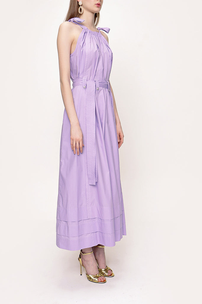 Lilac Sleeveless lace-up wide cut dress  93542