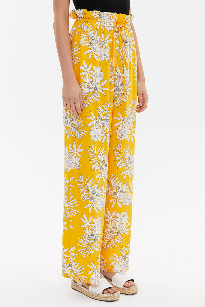 Yellow Ecru Wide cut elastic waist pants 41369