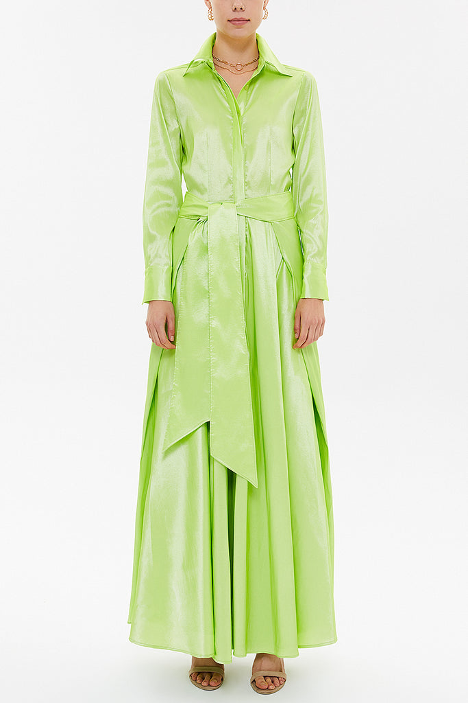 Green Tie-front maxi dress 92882