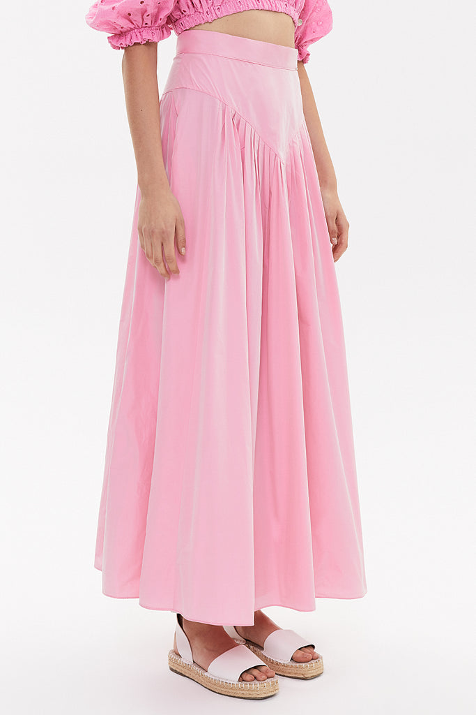 Pink Maxi Pleated skirt 81090