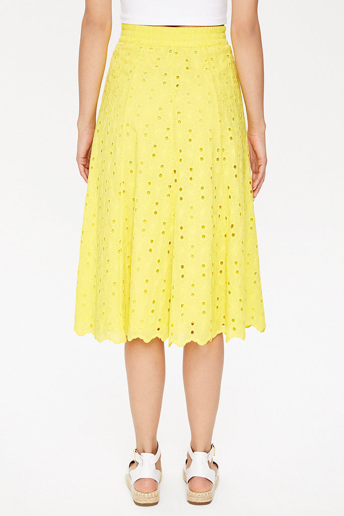 Yellow Brode  and  button skirt  81054