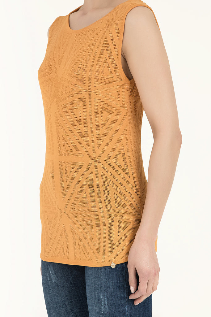 Mustard Printed woven  sleeveless blouse  28659