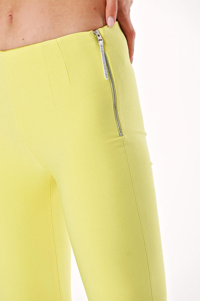 Sarı Fermuar detaylı dar kesim pantolon 41030
