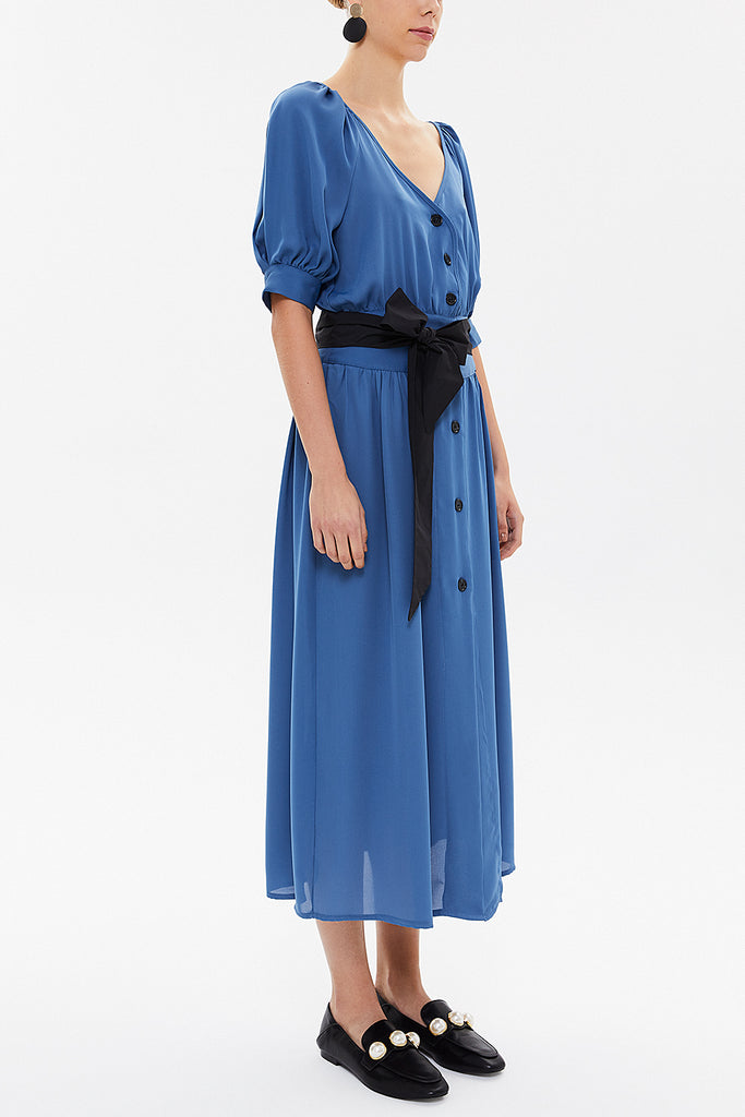 Blue V-neck maxi dress 92761