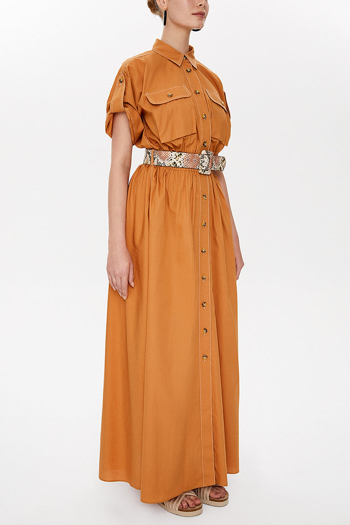 Cinnamon Pocket elastic waist maxi dress 93098