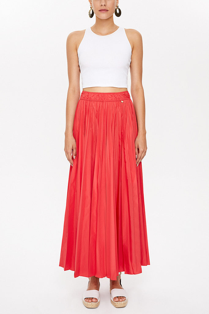 Red Pleated skirt 81088