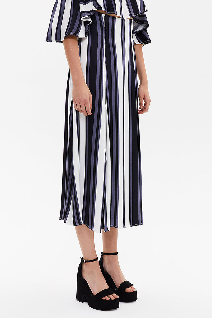 Striped High waist pleated skirt  81018