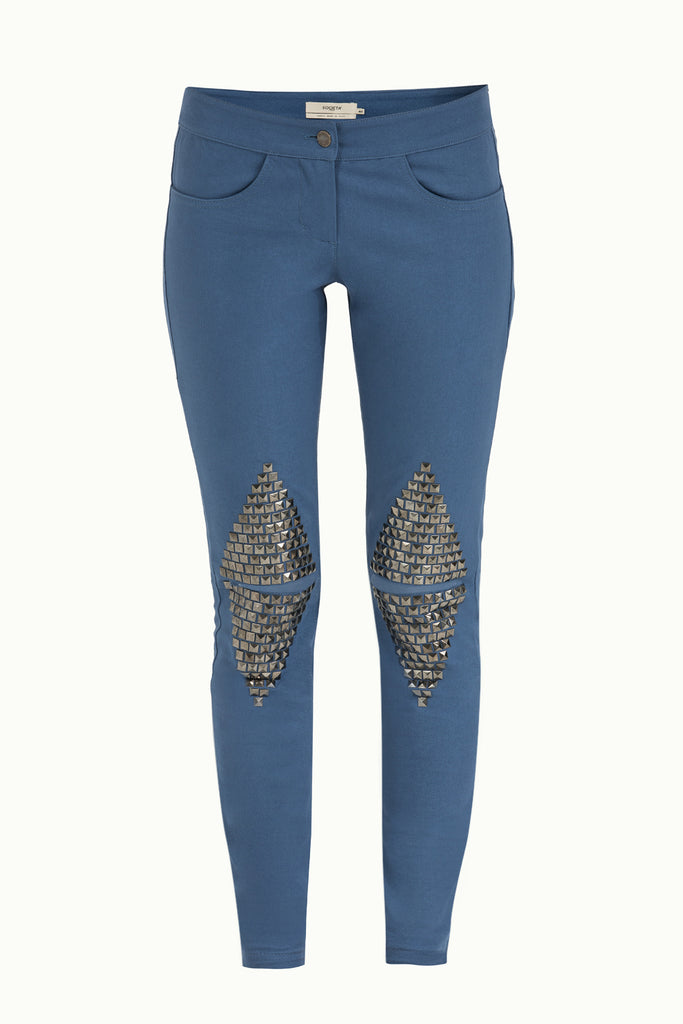 Blue Metal detail  pocket pants 41242