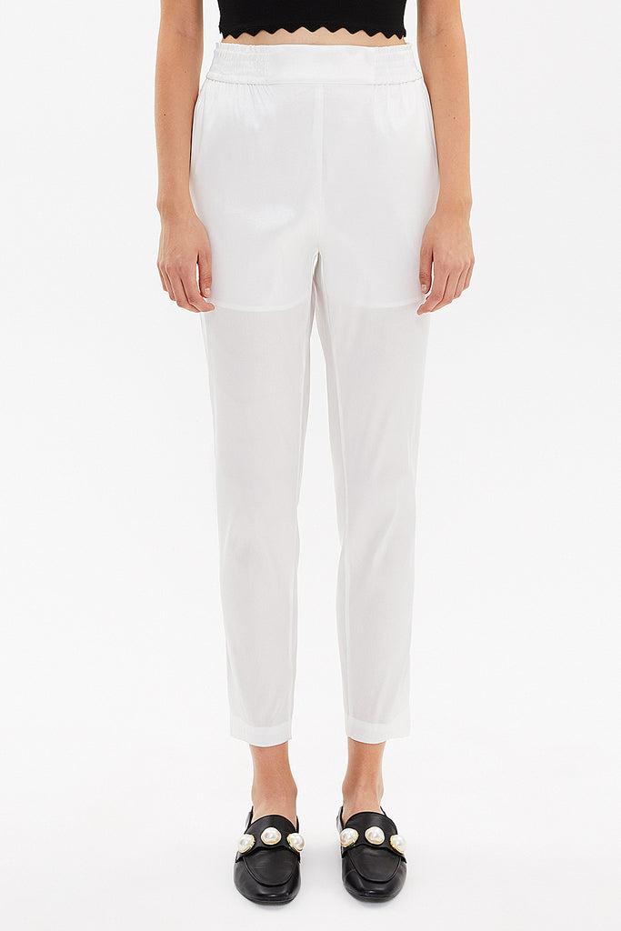 White Elastic waist pants 41356