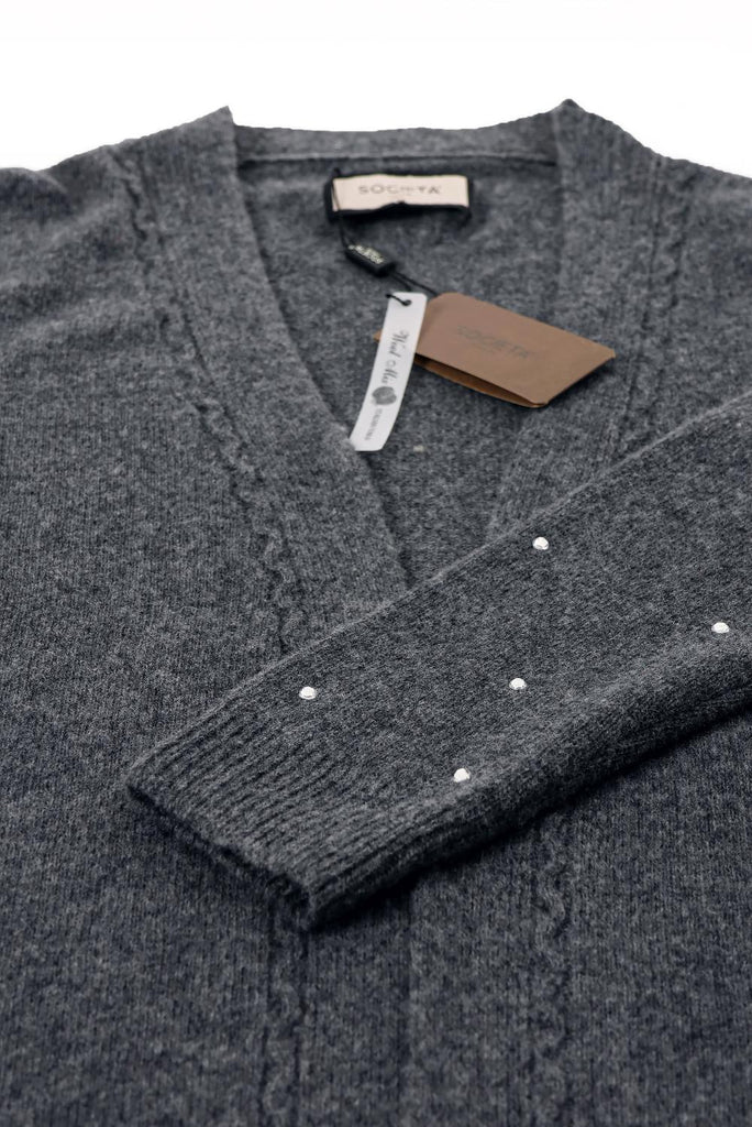 Smoked Long wool knitted cardigan 28876