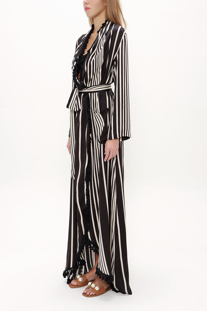 Striped Tassel maxi caftan 92727