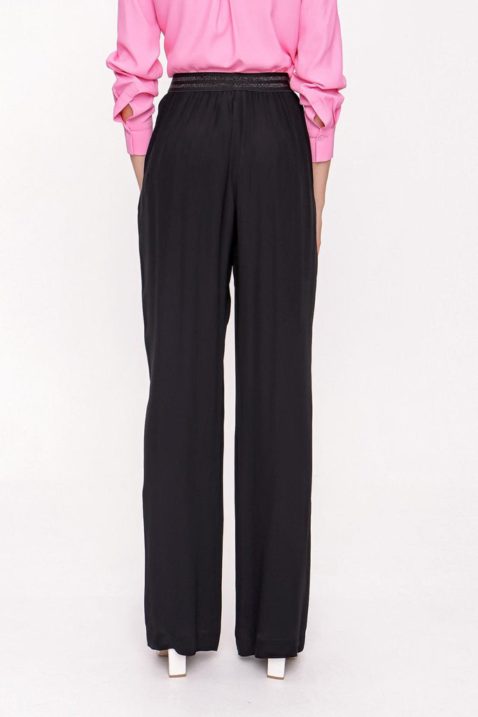 Black Elactic belted pants 41615