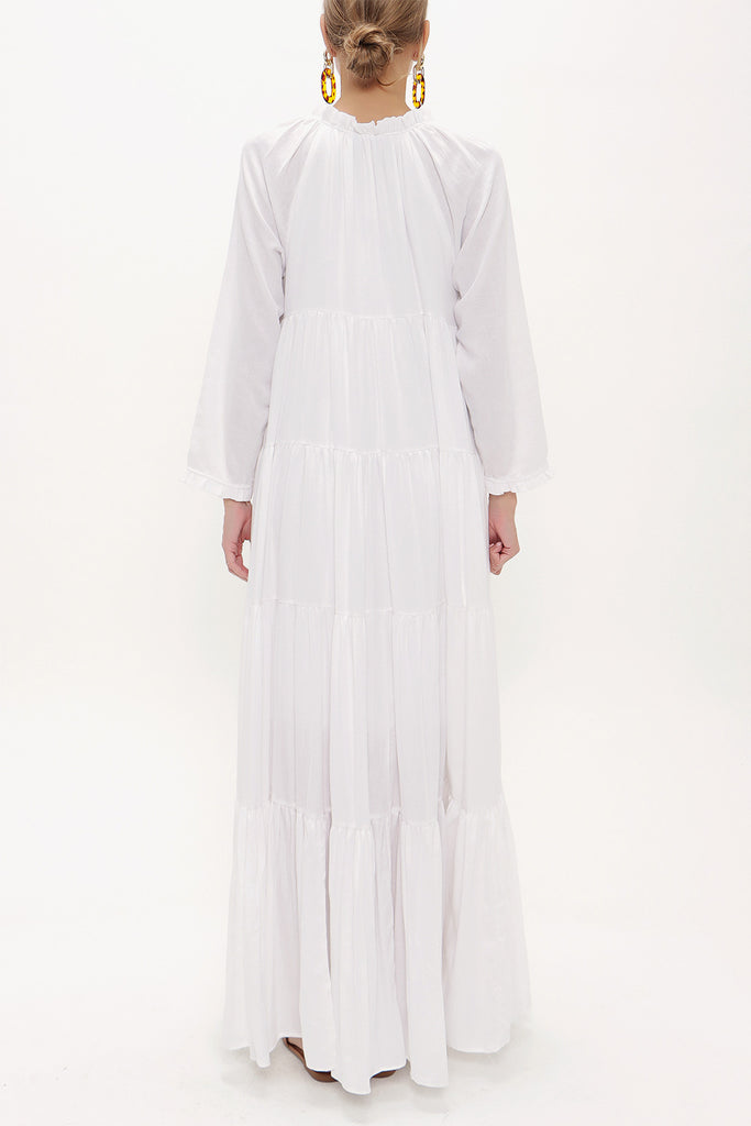 White Pleated wide cut dress 93473
