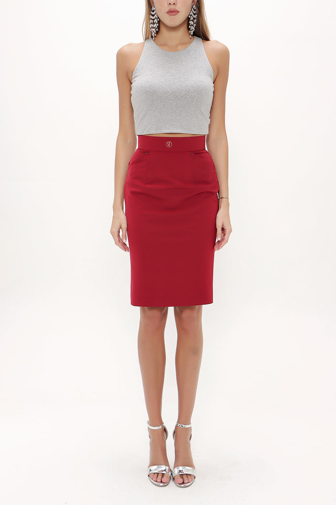 Red Slim fit Slim-fit skirt 80462