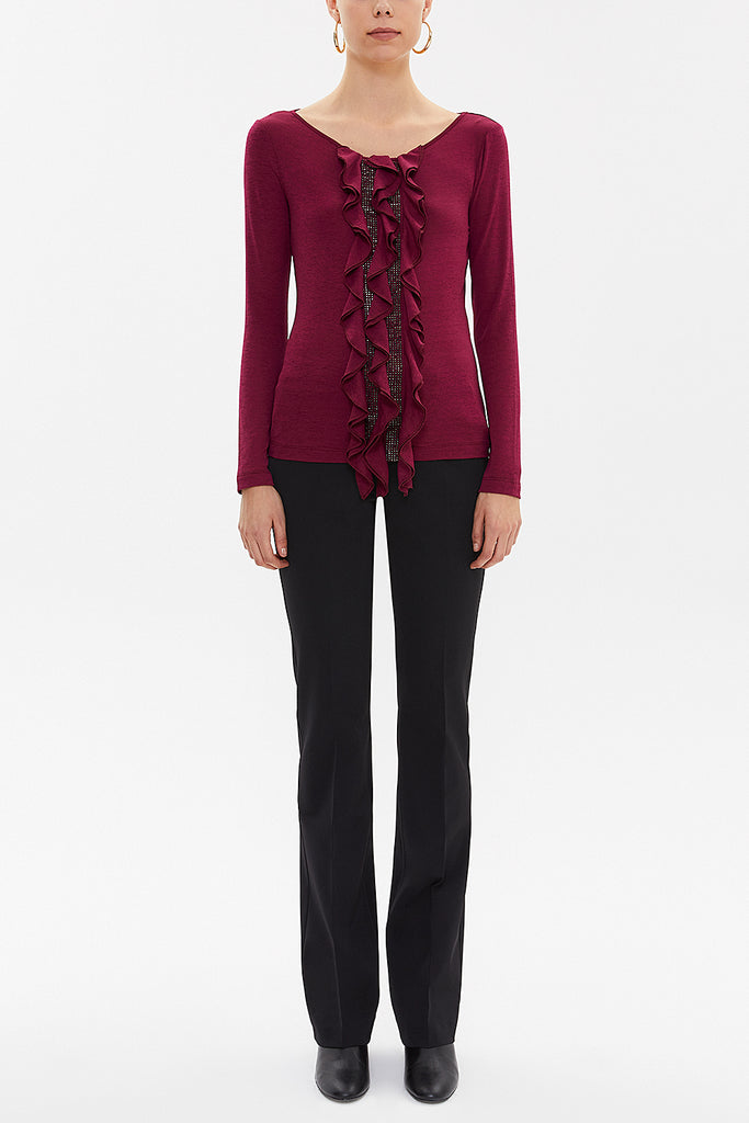 Fuchsia Knitted blouse with stone detail 19080