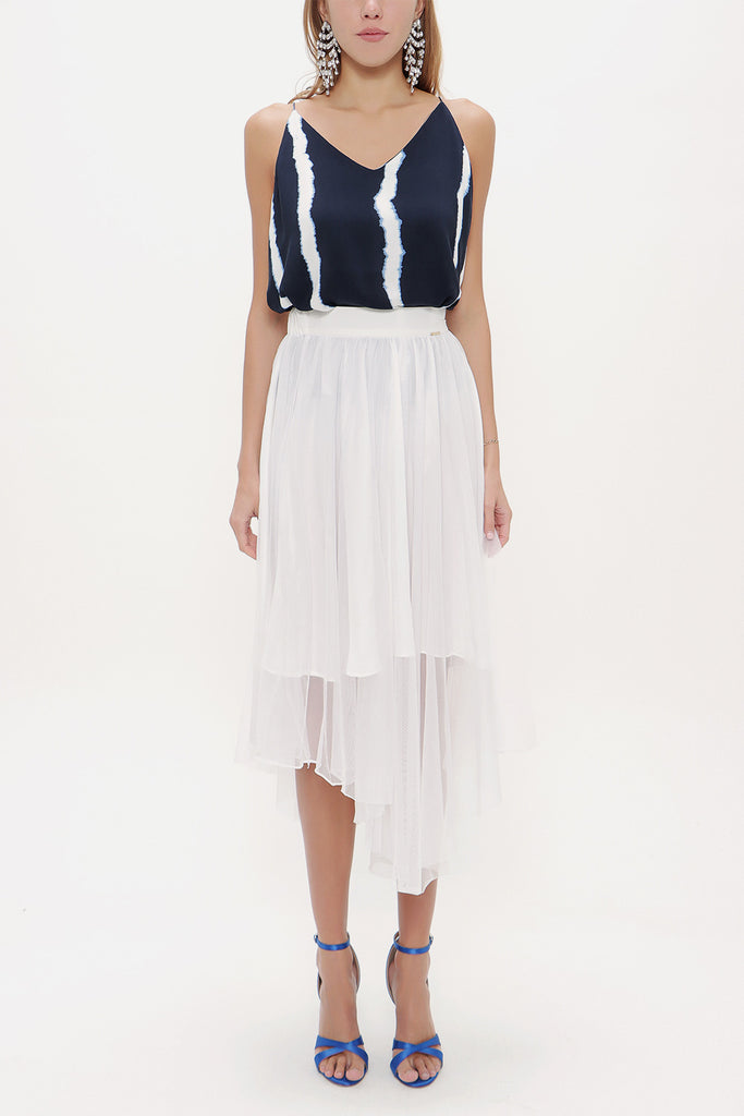 White Elastic waist tulle skirt 81075