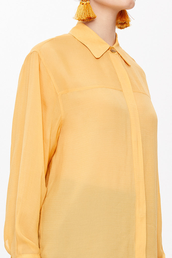 Mustard Wide cut, striped shirt 10731