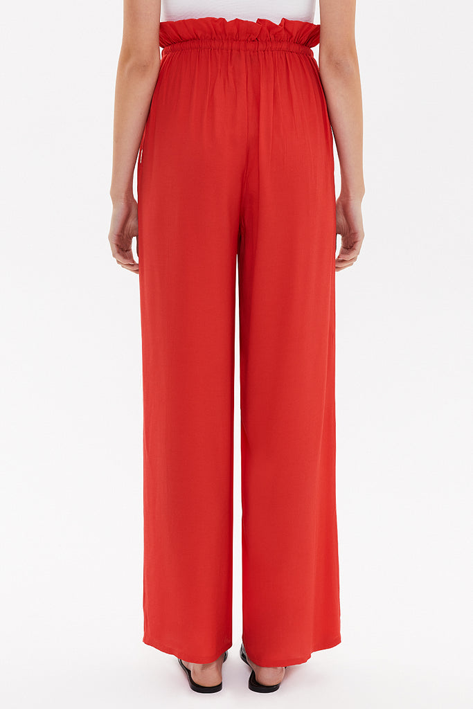 Red Wide cut elastic waist pants 41369