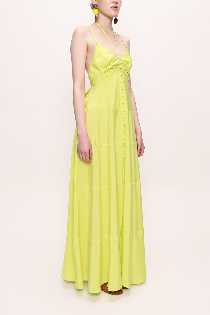 Yellow V neck sleeveless dress 93563
