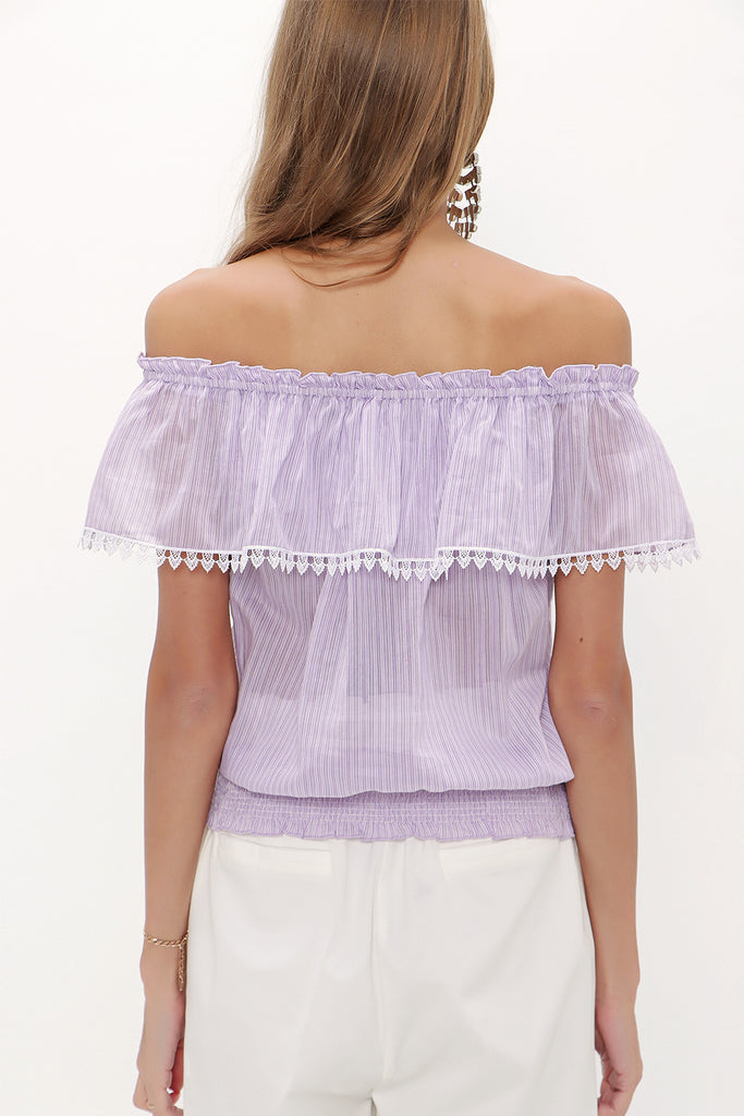 Lilac Lace  off shoulder  blouse  19473