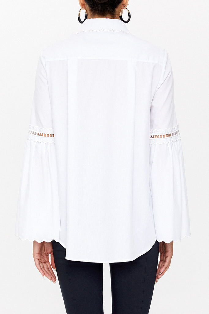 White Embroidery detail  poplın shirt  10692