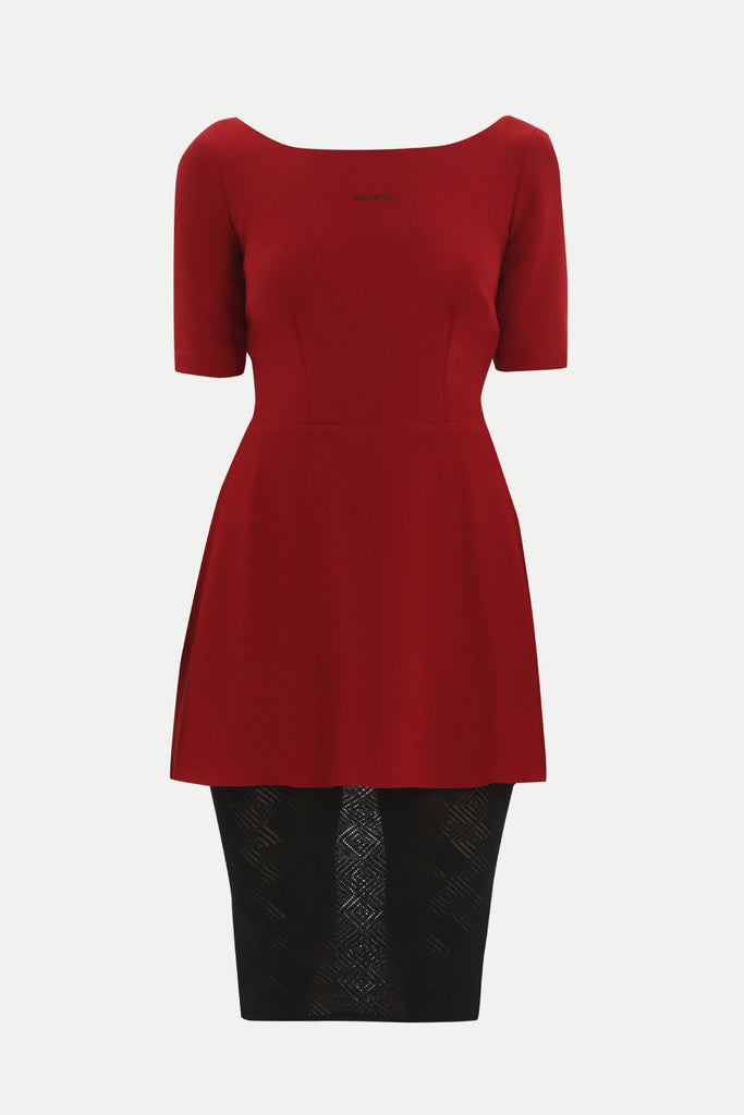 Red Laced midi dress 90762