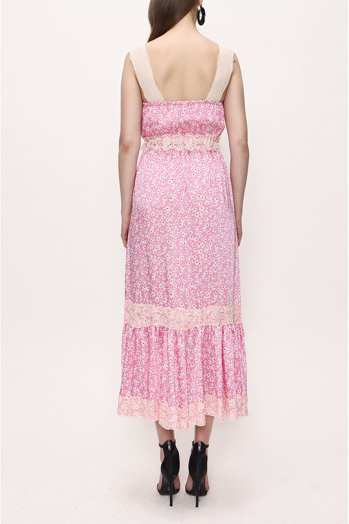 Pink Sleevless Lace dress 93799