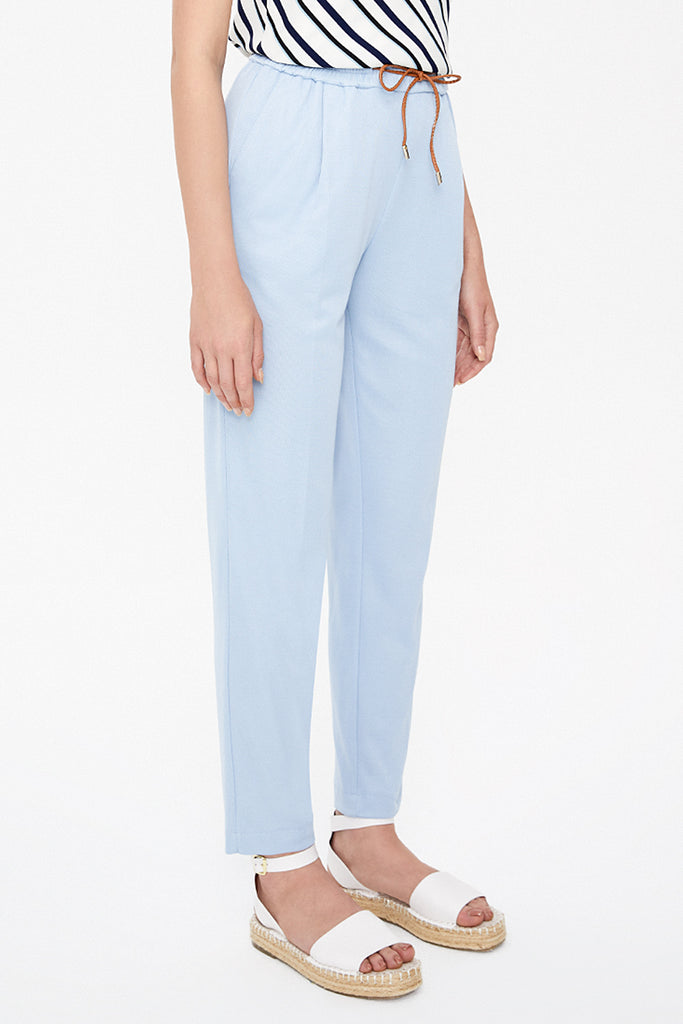 Light Blue Elastic wide cut pants 41348