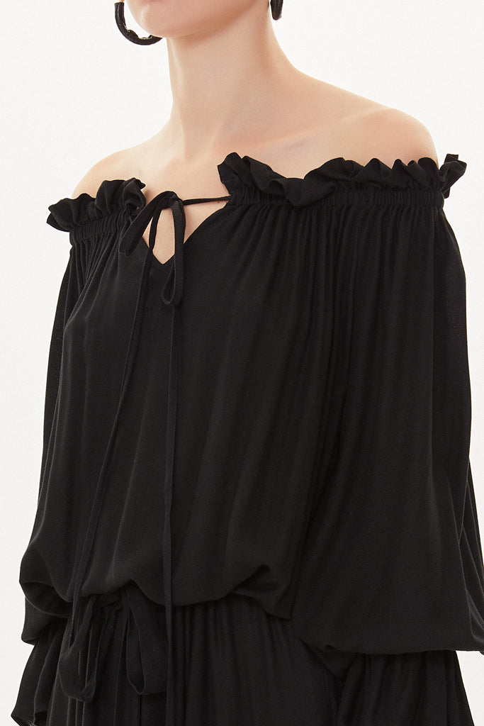 Black Off shoulder ruffled dress 93465