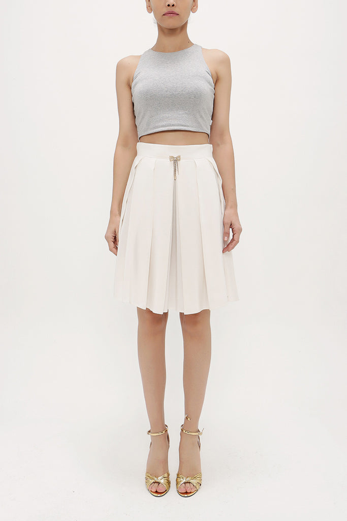 Ecru Pleated wide cut skirt 80414