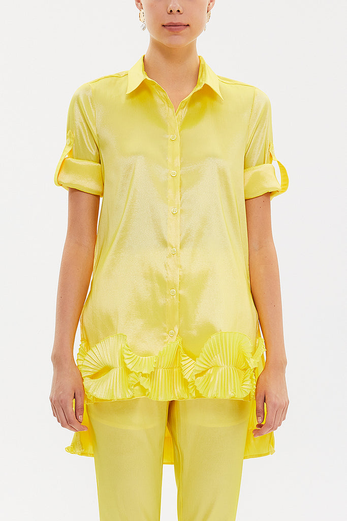 Yellow Pleated shirt 10735