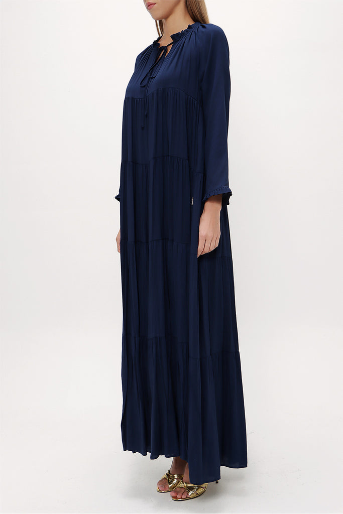 Blue Wide cut Pleated maxi dress  93742