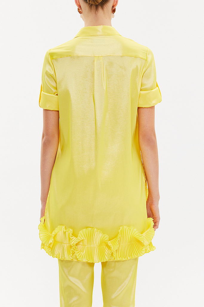 Yellow Pleated shirt 10735