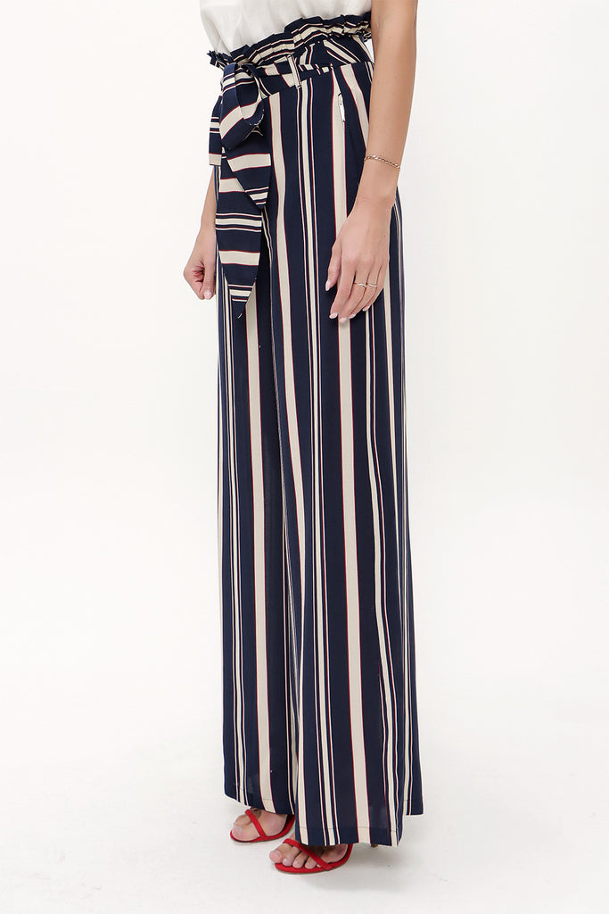 Striped High waist  wide cut pants 41302