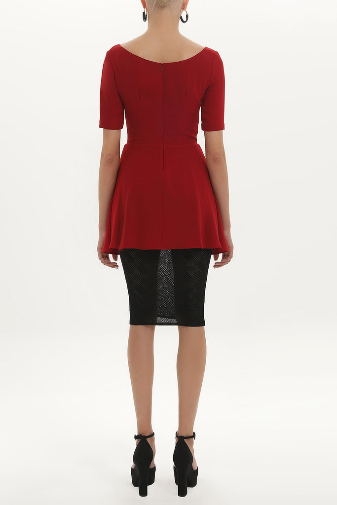 Red Laced midi dress 90762