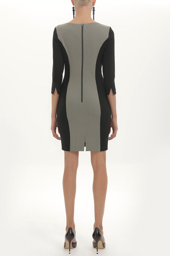 Black Printed V-neck Slim fit  mini dress  91448