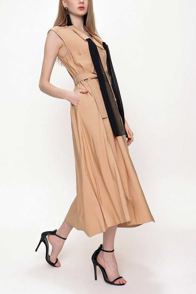 Camel Hair Sleeveless linen dress 93536