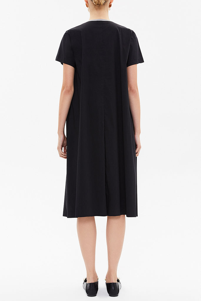 Black Contrast colour wide cut midi dress 92809